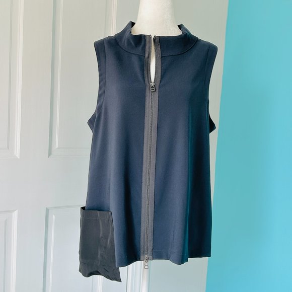 Porto Navy Full Zip Vest with Asymmetrical pocket detail (size 4) - Picture 1 of 11